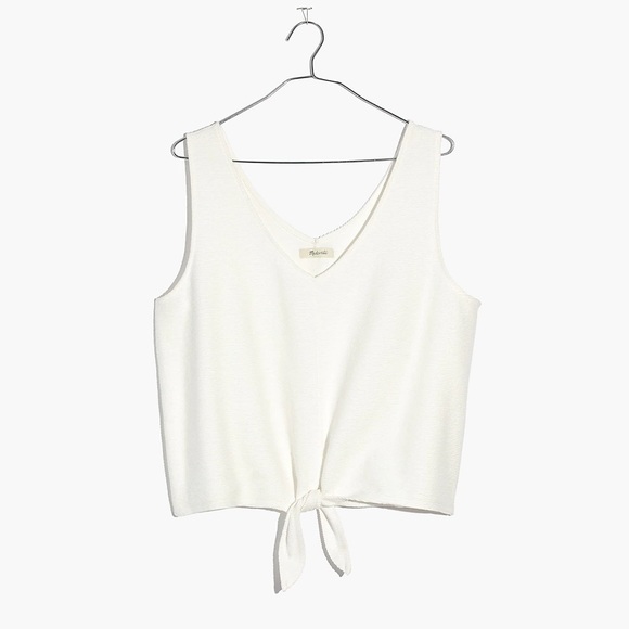 Madewell Texture & Thread Tie-Front Tank Top in White - XS - Picture 2 of 11